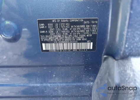 2020 Subaru Ascent Limited z USA, uszkodzony, nr VIN 4S4WMAMD8L3429595